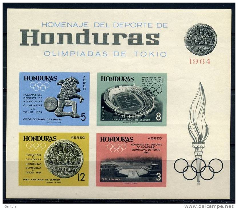 1965 HONDURAS Tokyo Olympic Games 2 Blocks Perf. & Imperf.  Yvert Cat. N° 8 Absolutely Perfect MNH ** - Honduras