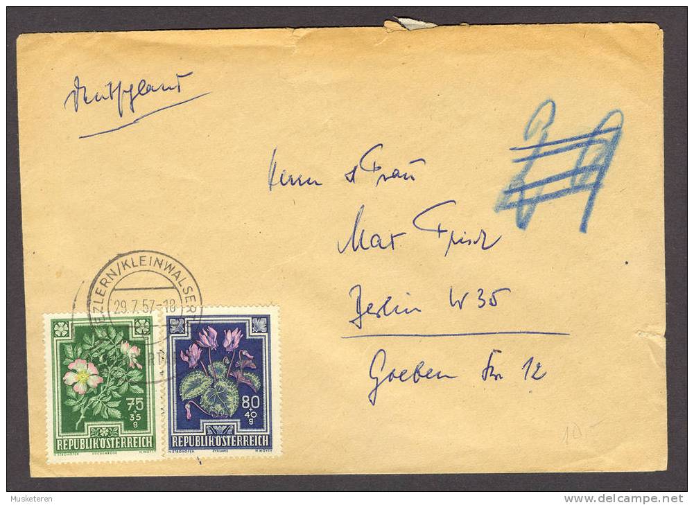 Austria Mi. 874+875 Cancel Riezlern/Kleinwalserta Cover 1957 Anti-Tuberkulose-Fonds Blumen Flowers €40,- - Storia Postale