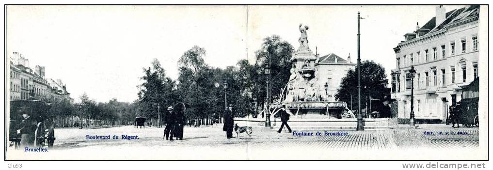 CPA - Bruxelles (Belgique) - Carte 28 X 9 Cm Pliée En 2 - Boulevard Du Régent - Fontaine De Brouckère - Ambachten