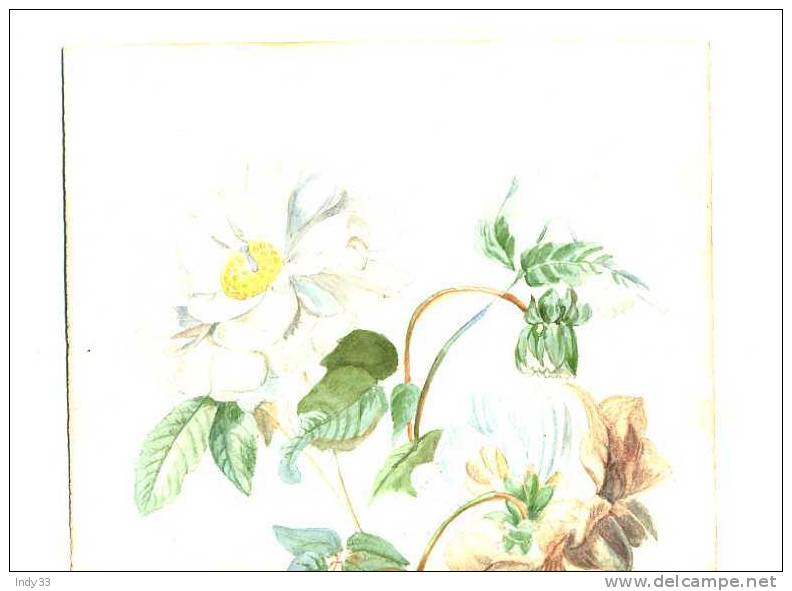 FLEURS . AQUARELLE ANCIENNE NON SIGNEE - Wasserfarben