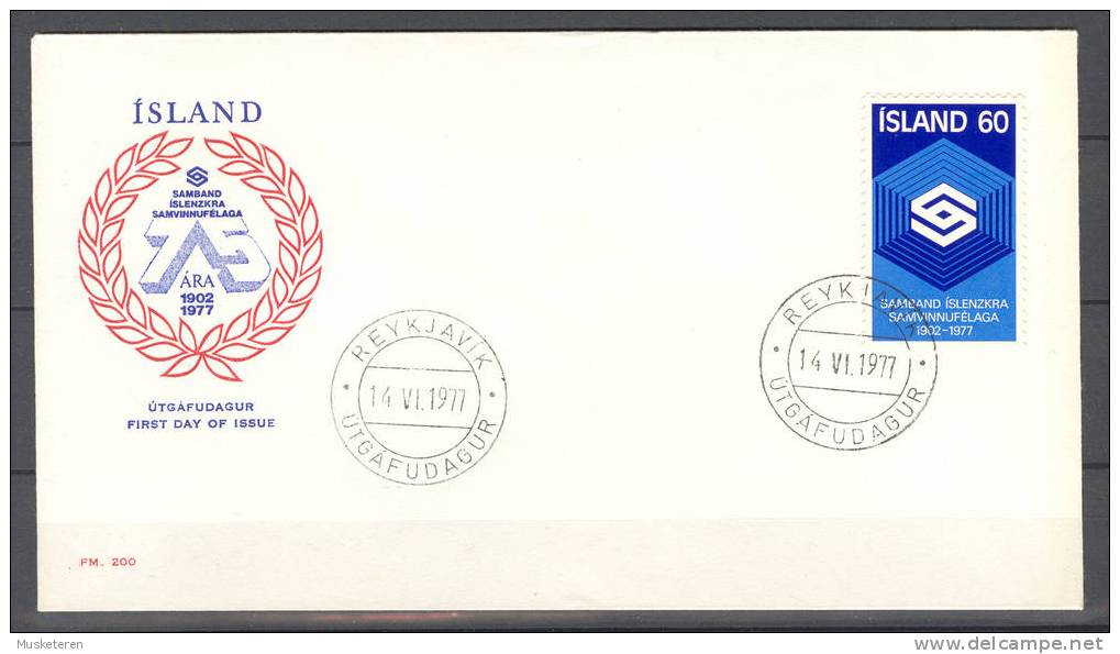 Iceland Mi. 525 75 Years Union Jubilee FDC Cover 1977 - FDC