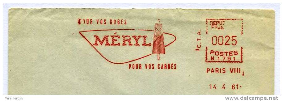 TEXTILE / FILE / POUR VOS ROBE / EMA / EMPREINTE MACHINE AFFRANCHIRE / PARIS  1961 - Textile