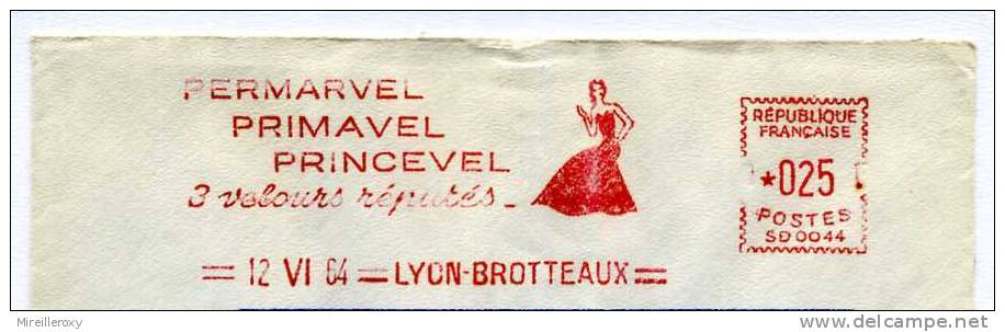 TEXTILE / ROBE / VELOUR / LINGERIE / TISSUS / EMA / EMPREINTE MACHINE AFFRANCHIRE / LYON  1964 - Textiel