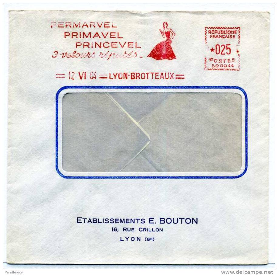 TEXTILE / ROBE / VELOUR / LINGERIE / TISSUS / EMA / EMPREINTE MACHINE AFFRANCHIRE / LYON  1964 - Textil