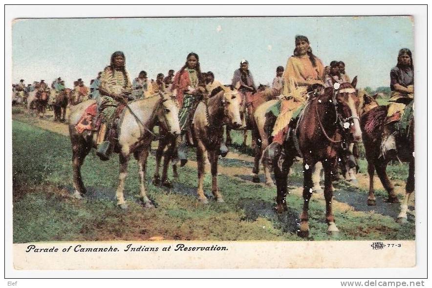 Indiens : Parade Of Comanche ; Indians At Reservation ; B/TB - Indianer