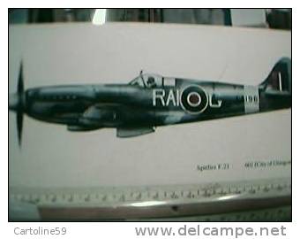 SCHEDA CARD AEREO SPITFIRE F21  LUNGA 22 X 10 N1970?  BT22191 - 1939-1945: 2ème Guerre