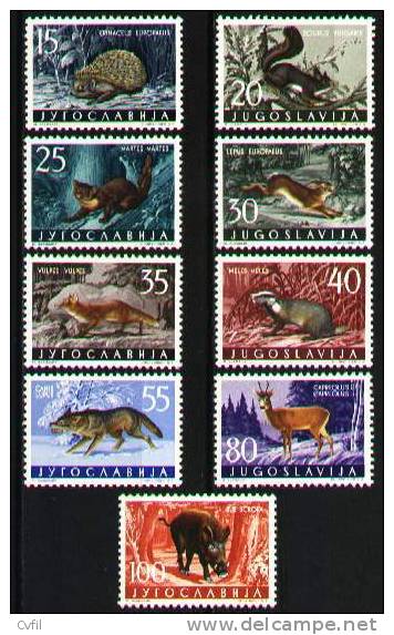 YUGOSLAVIA  1960 - FAUNA: MAMMALS (9) - Neufs