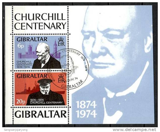 Gibraltar Sc317a Sir Winston Churchill, Postmark Churchill - Sir Winston Churchill