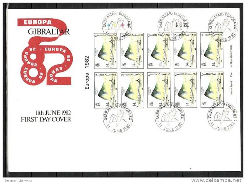 Gibraltar Sc435 S/S Europa, Planes, FDC - 1982