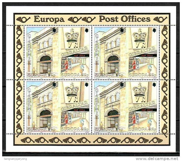 Gibraltar Sc563a S/S Europa, Post Office - 1990
