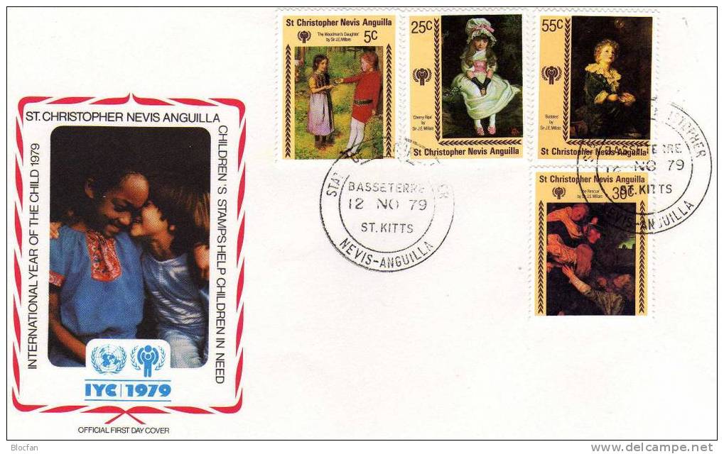 UNICEF Kindertag 1979 St.Christopher 383/6+Block 7 Auf 2FDC 8€ Weihnachten Sheet Christmas M/s Childrens Cover Bf UNESCO - UNICEF