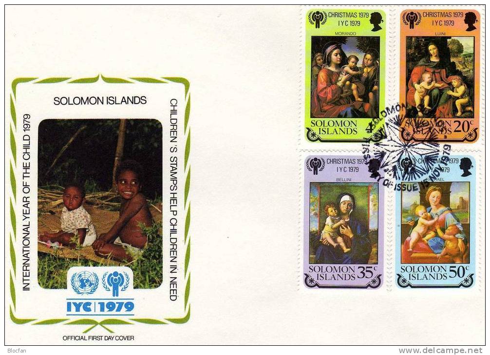 UNICEF Kindertag 1979 Salomon-Inseln 401/4+Block 7 2FDC 8€ M/s Year Of Childrens Covers Sheet Christmas Bf SOLOMONISLAND - UNICEF