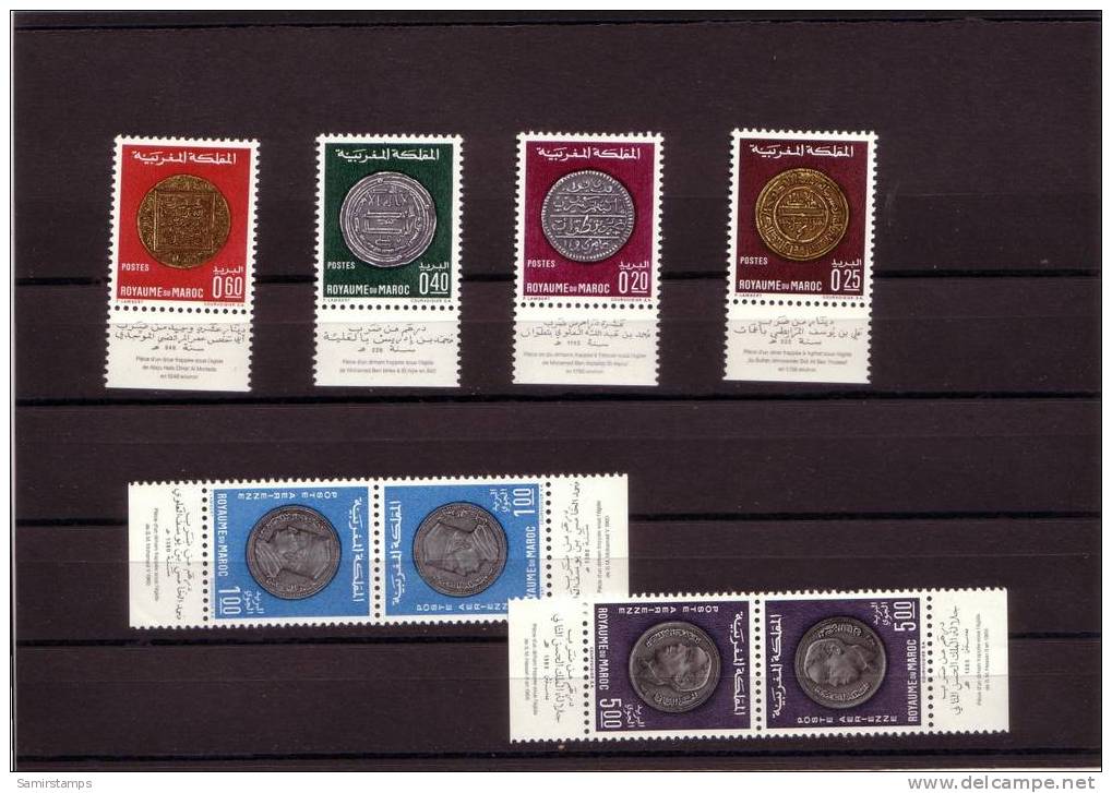 Morocco Old Coins Post + Air Mail- 6 Stamps- Air Mail Stamps In Tete Beche-Scarce-SKRILL PAYMENT ONLY - Munten