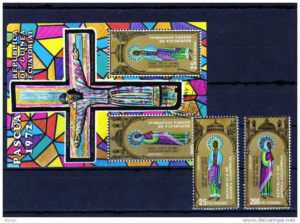 Ostern 1972 Kreuzigung Christi Guinea - Äquatorial 53/4 Plus Block 7+8 O 4€ - Jewish