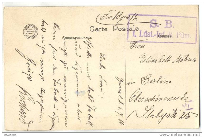 Genval TEA ROOM HOTEL BELVEDERE Vous Inscription Aux Balcons Nivelles Rixensart Grande Guerre Feldpost 6.7.1916 - Nivelles