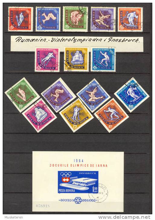 Rumania Mi. 2195-2211 Olympic Games Innsbruck 1964 Perf & Unperf (- Mi. 2205) Sets + Miniature Sheet MS €20,50 - Hiver 1964: Innsbruck