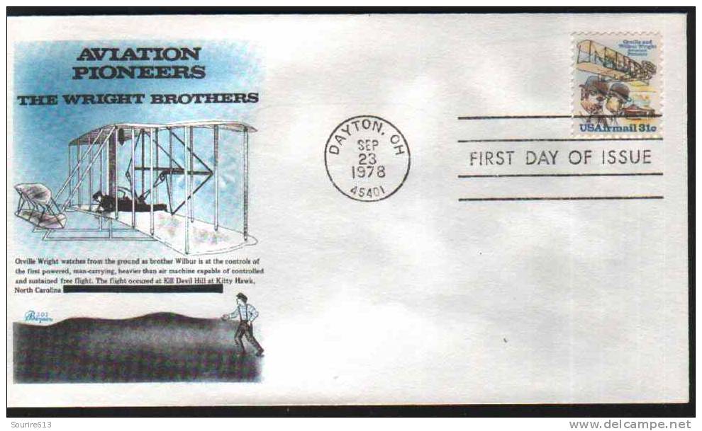 Fdc Usa 1978 Transports (Air) Pionniers Les Frères Wright Orville & Wilbur - Other (Air)