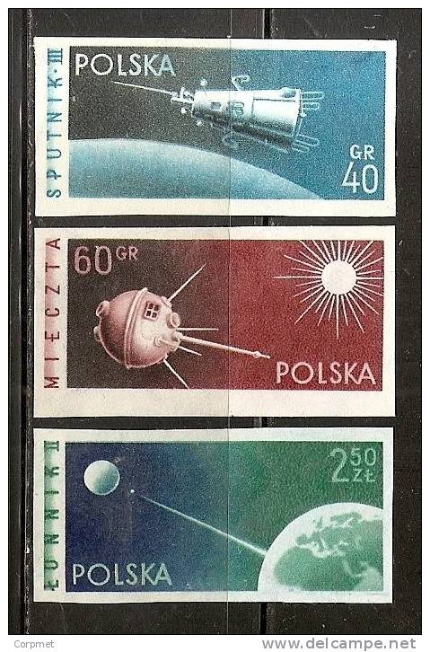 SPACE - POLAND 1959 Vols Dans Le Cosmos - IMPERFORATE - NON DENTELÉE - Yvert # 992/994 - MINT (LH) - Europe