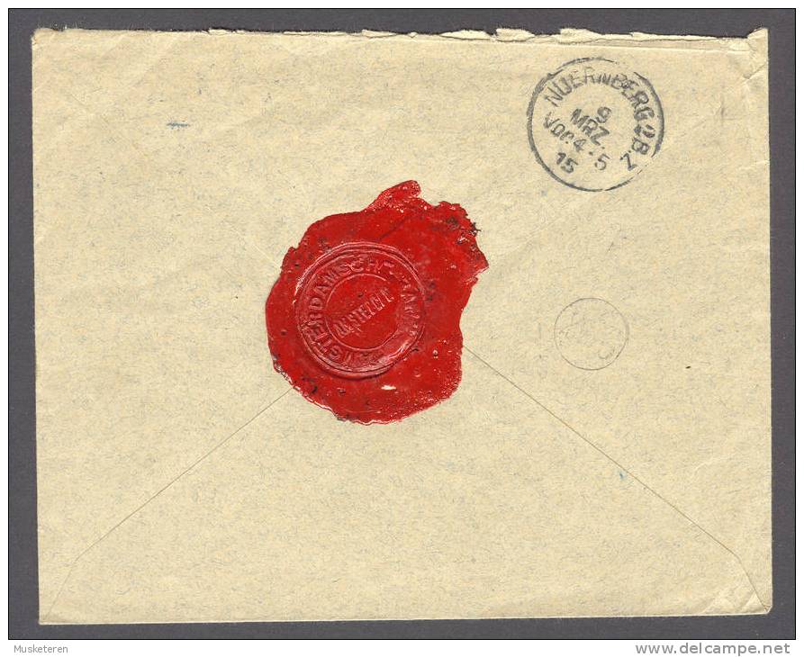 Netherlands Amsterdamsche Bank Amsterdam Cancel 1915 Registered Cover To Germany Zensur Censor Violet Geprüft - Briefe U. Dokumente