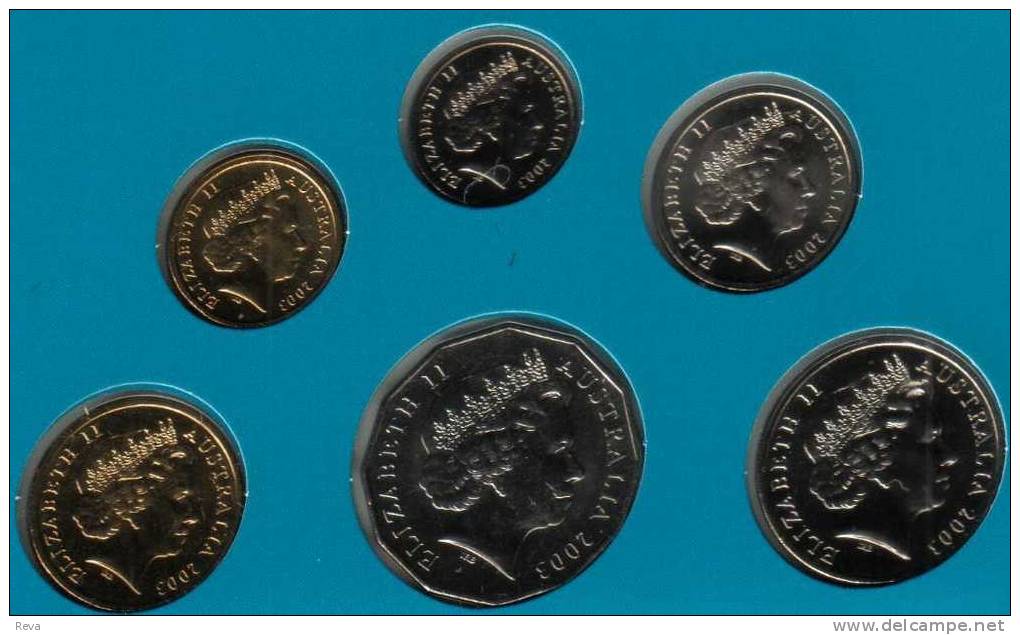 AUSTRALIA SET 5C-$2 VOLUNTEERS  YEAR 2003 UNC SET OF 6 ANIMAL 20C-$1 1 YEAR TYPE  READ DESCRIPTION CAREFULLY !!! - Ongebruikte Sets & Proefsets