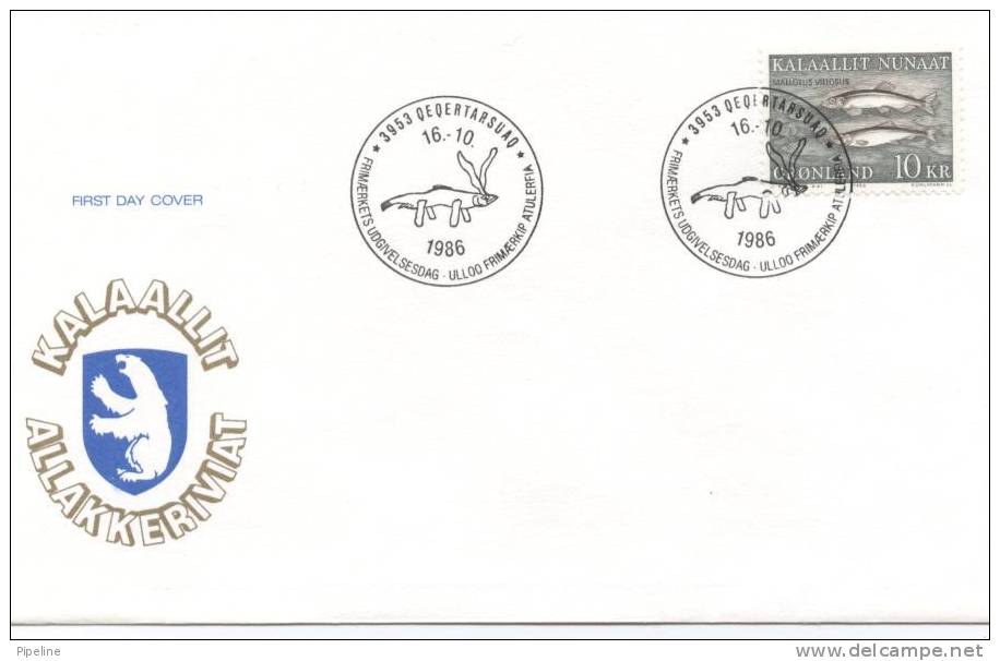 Greenland FDC 16-10-1986 Ammasatter (FISH) With Cachet - Other & Unclassified