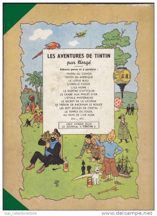 *TINTIN*LE TRESOR DE RACKHAM LE ROUGE*HERGE*1950*CARTONNE *B 4 *VOIR DESCRIPTION* - Tintin