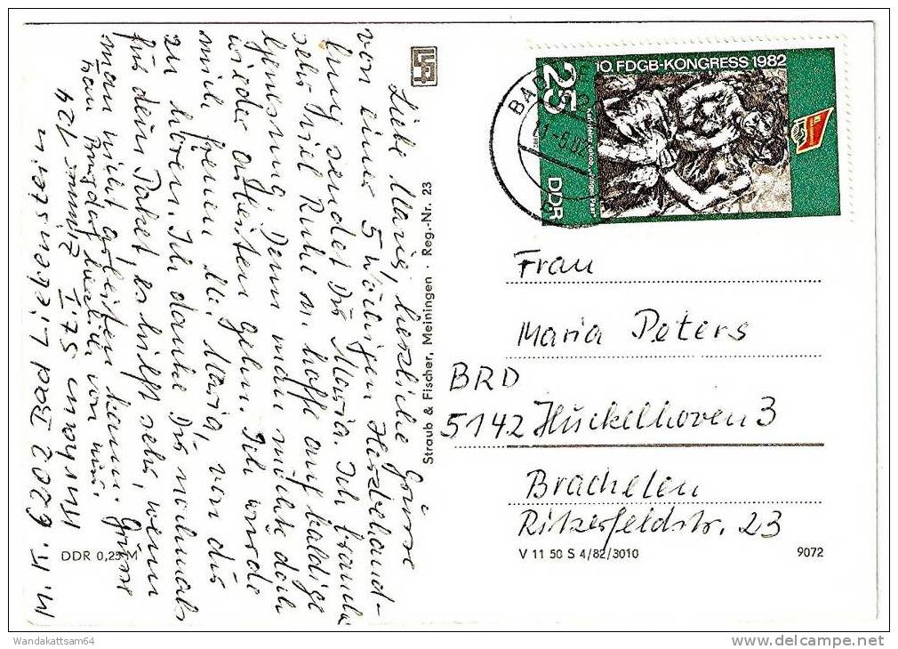 AK Bad Liebenstein (Thür.) Mehrbildkarte 4 Bilder  11.-5.82 O - 6202  BAD LIEBENSTEIN  B N. 5142 Hückelhoven 3 Brachelen - Bad Liebenstein