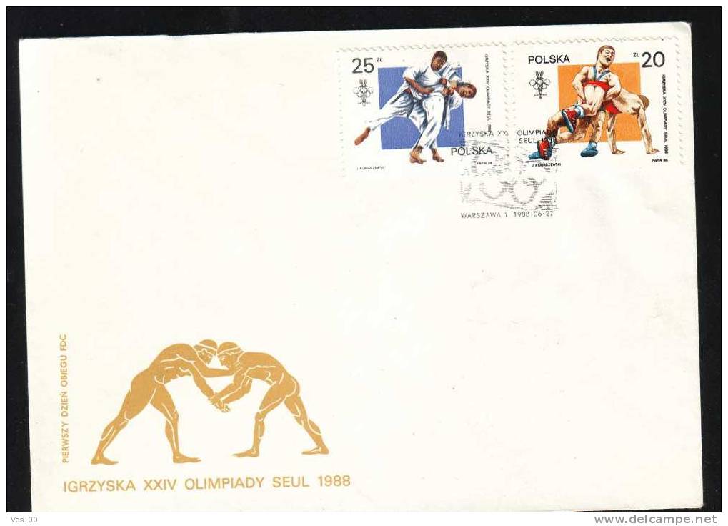 POLAND 1988 JUDO,LUTTE, Individuel Olympic Games SEUL,FDC 1 Cover. - Judo