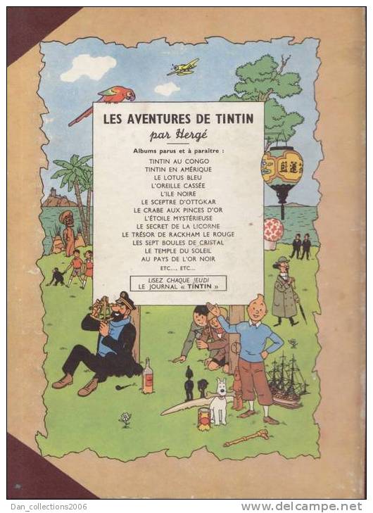 *TINTIN*L´ILE NOIRE*1950*B4*CARTONNE*(3 SCANS)VOIR DESCRIPTION* - Tintin