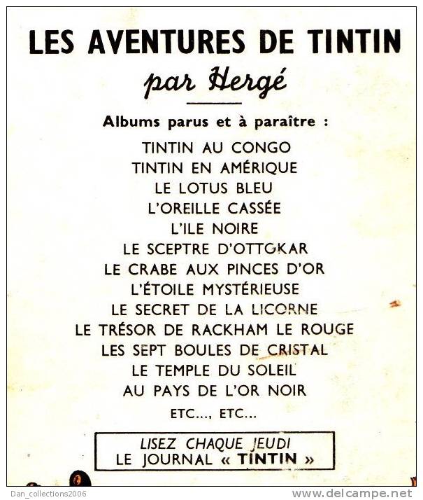 *TINTIN*L´ILE NOIRE*1950*B4*CARTONNE*(3 SCANS)VOIR DESCRIPTION* - Tintin