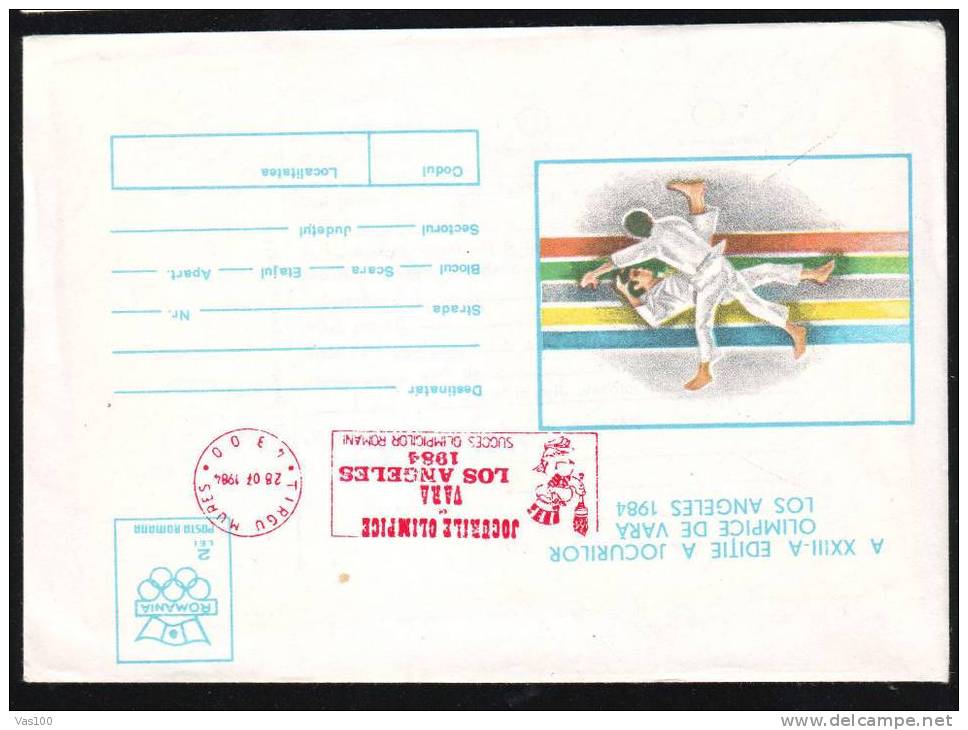 ROMANIA 1984 JUDO Individuel Olympic Games Los Angeles Entier Postaux,stationery Cover RARE PMK!. - Judo