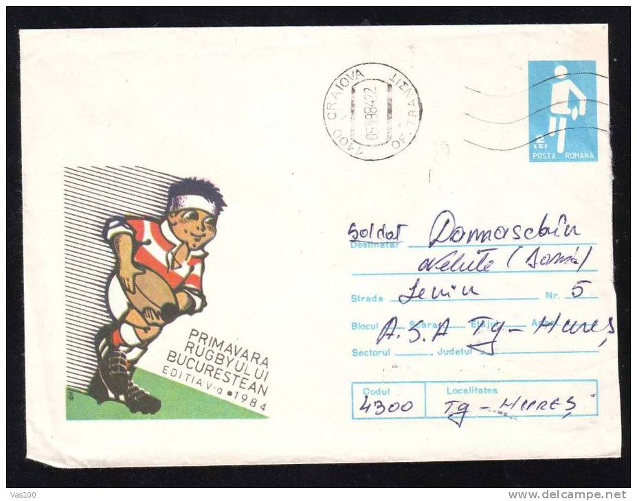 RUGBY  1984, COVER STATIONERY ROMANIA. - Rugby