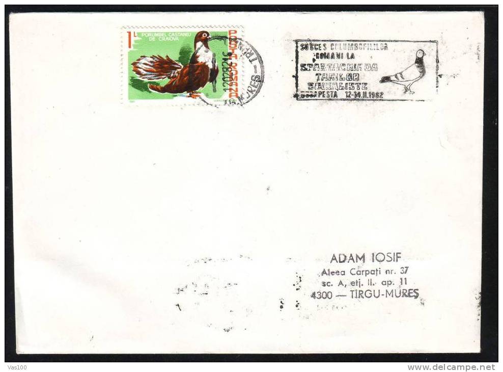 BIRD;PIGEON 1982 METER MARK ON COVER.(A2) - Tauben & Flughühner