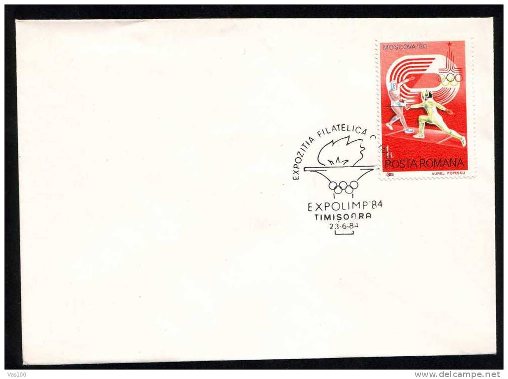 FENCING,ESCRIME STAMP ON COVER ROMANIA 1984. - Fencing