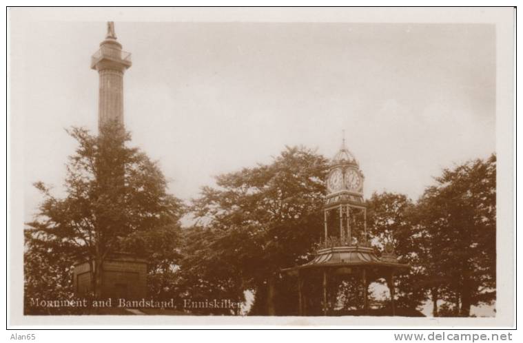 Enniskillen Monument And Bandstand On Real Photo Postcard - Fermanagh