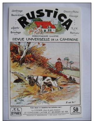 Chasse Avec Cocker   RUSTICA  1928    Carte Postale   Reproduction - Hunting