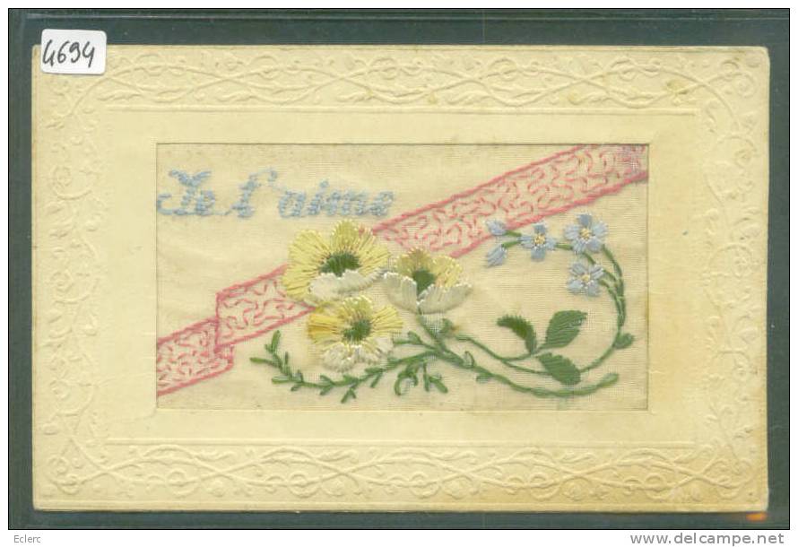 JE T'AIME - CARTE BRODEE - FLEURS - TB - Autres & Non Classés