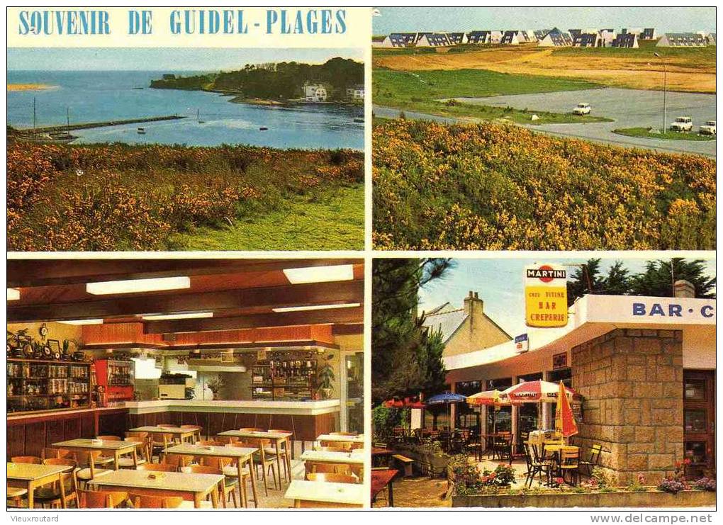 CPSM. GUIDEL. PLAGES. EMBOUCHURE DE LA LAITA. VILLAGE VACANCES ET GITES "CHEZ TITINE". SA TERRASSE ET BAR. - Guidel