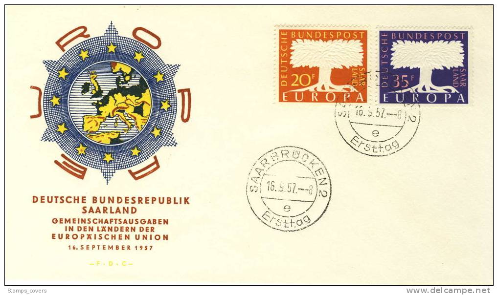 SAAR FDC MICHEL 402/03 EUROPA 1957 - 1957