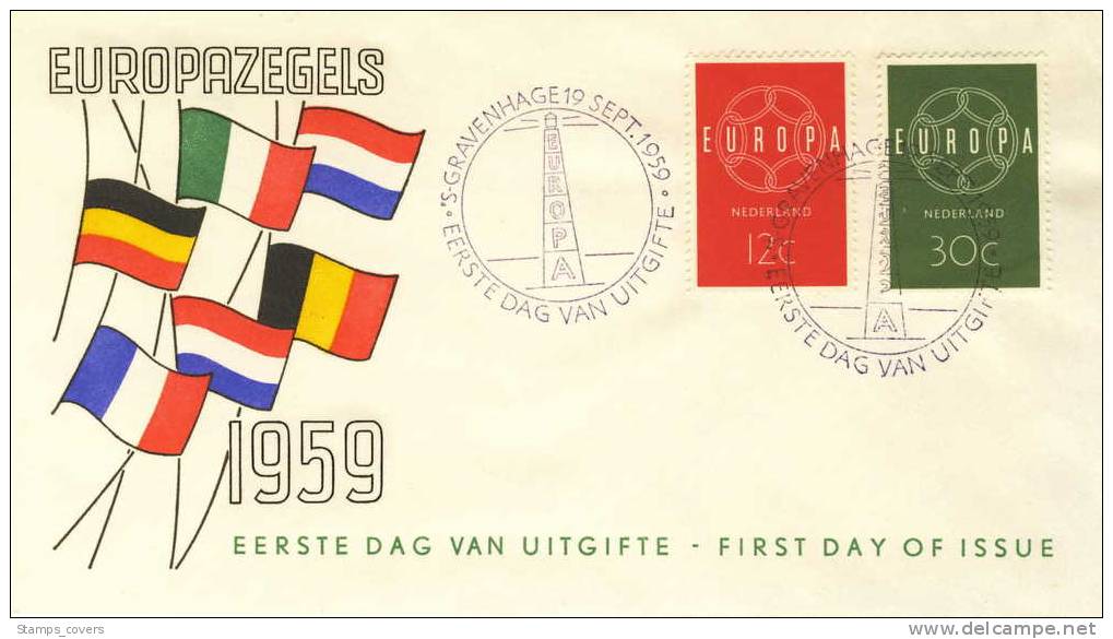 NEDERLAND FDC MICHEL 735/36 EUROPA 1959 - 1959