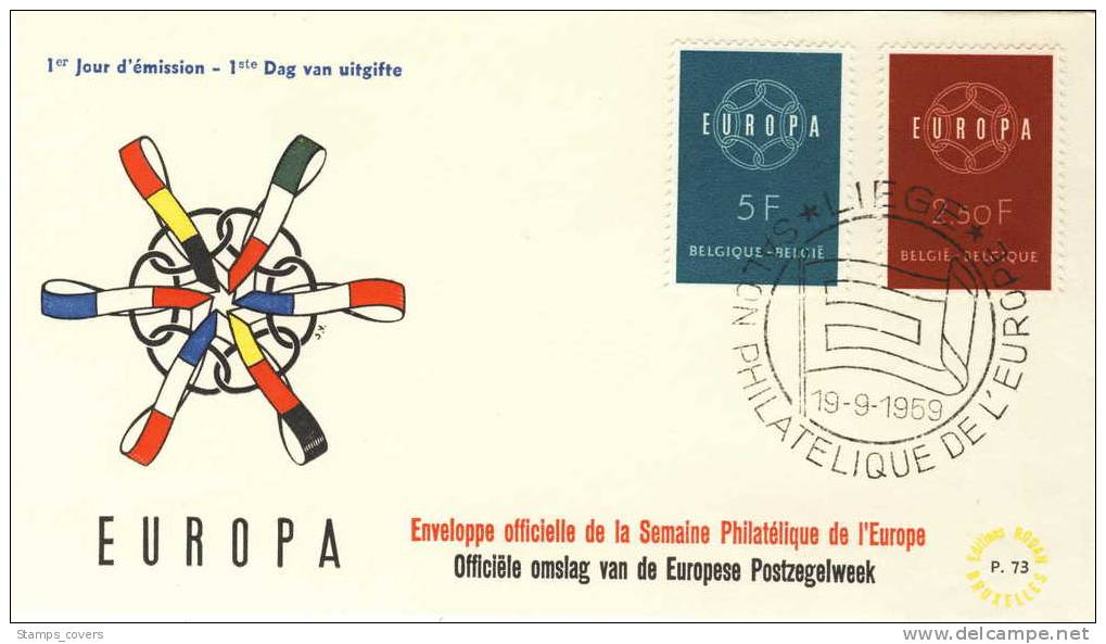 BELGIUM FDC MICHEL 1164/65 EUROPA 1959 - 1959