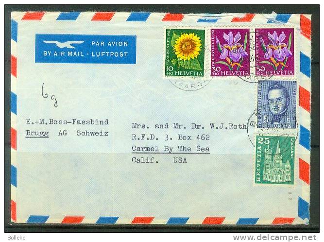Suisse  -  Fleurs  -  Lettre De 1961  -  Expédié Vers Les Etats Unis - Covers & Documents