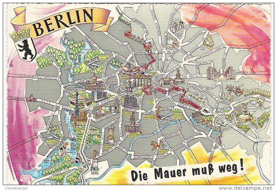 SELTEN!! BERLIN * DIE MAUER MUSS WEG * 1963 GELAUFEN *!! - Berlijnse Muur