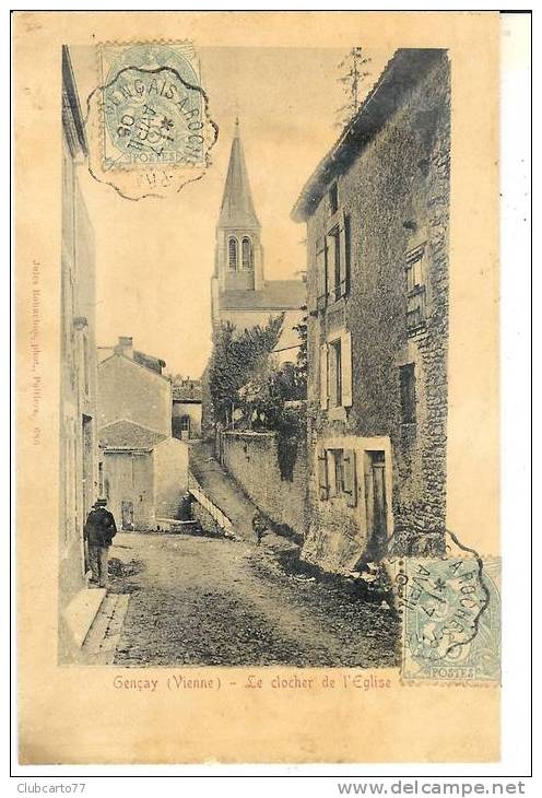 Gencay : Rue Menant à L'église 1905(animée). - Gencay