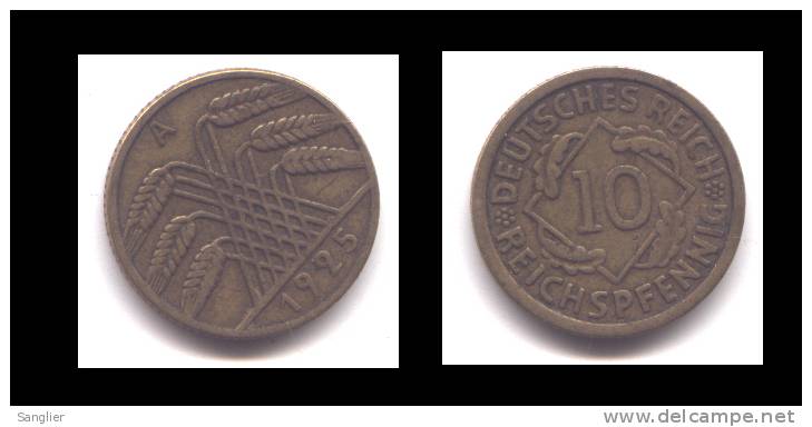 10 REICHSPFENNIG 1925 A - 10 Renten- & 10 Reichspfennig