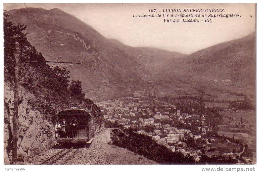 31 - Luchon-Superbagneres - Le Chemin De Fer à Crémaillière De Superbagnères Vue Sur Luchon (train) - Superbagneres