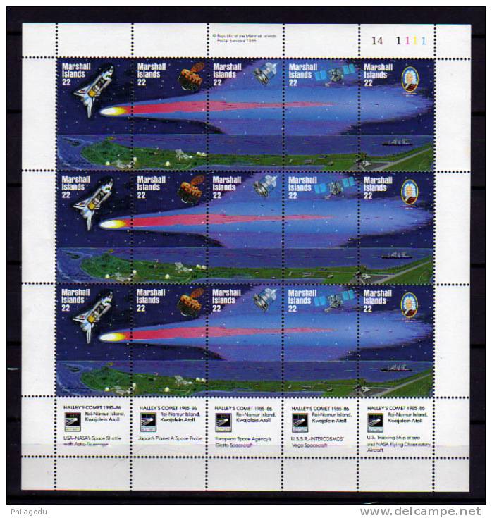 Marshall 1985, Comète De Halley ++ Bloc  Cote 33,75  Neuf Sans Charnière ++ - Astronomy