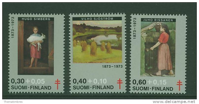 2S0138 Jeune Fille Et Agneau Source Montagne Soir D été Meule De Foin 694 à 696 Finlande 1973 Neuf ** - Unused Stamps