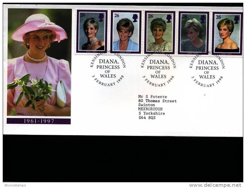 GREAT BRITAIN - 1998  LADY DIANA FDC - 1991-2000 Decimal Issues