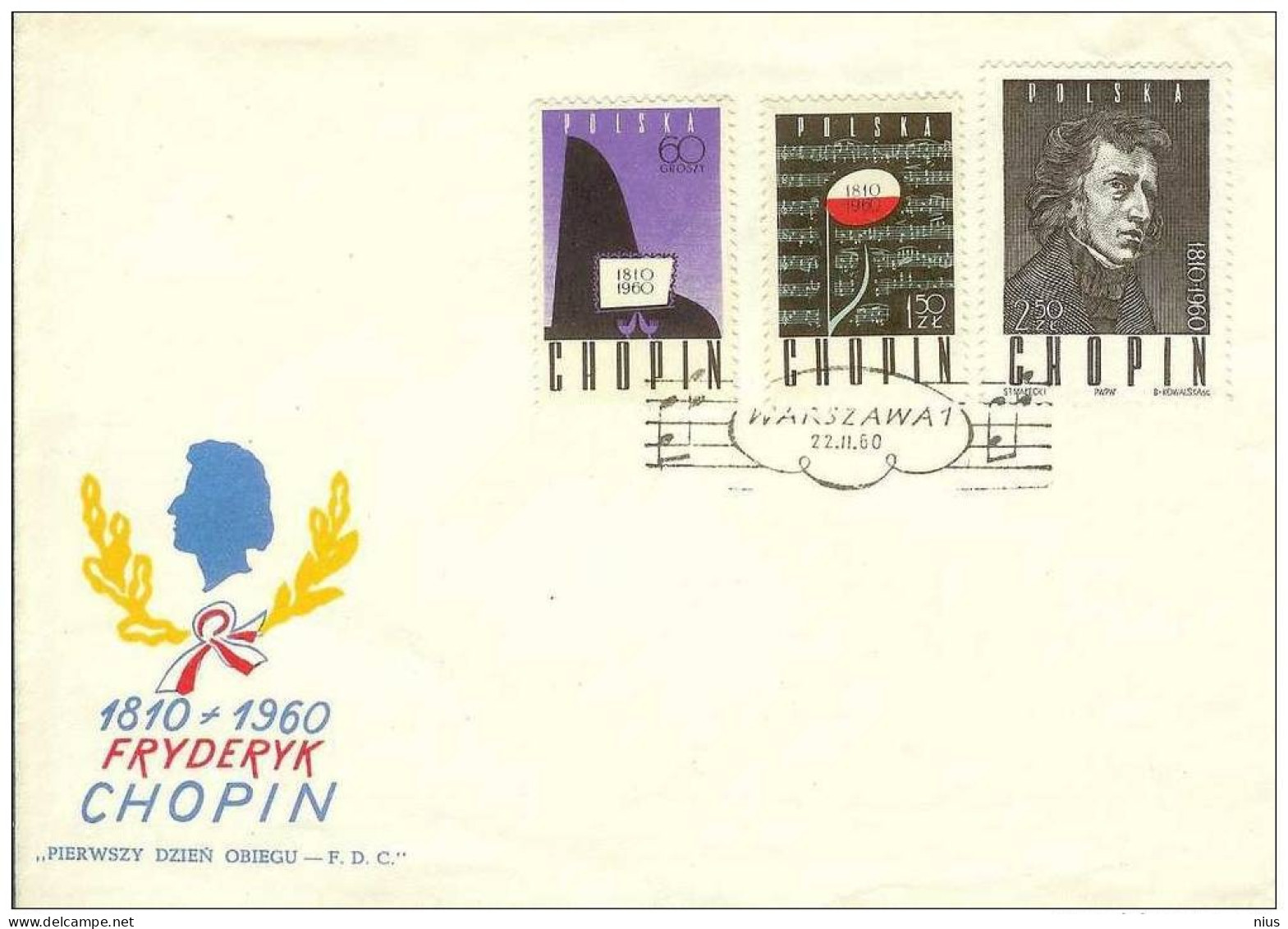 Poland Polska 1960 FDC Chopin Composer Compositeur Music Musique - FDC